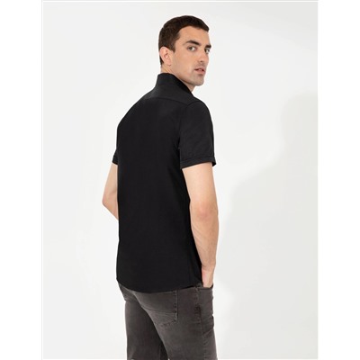 Siyah Regular Fit Kısa Kollu Gömlek
