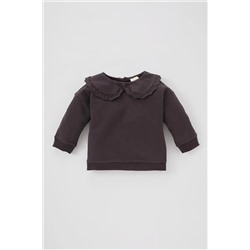Defacto Kız Bebek Büyük Yaka İçi Yumuşak Tüylü Sweatshirt B3343A523WN