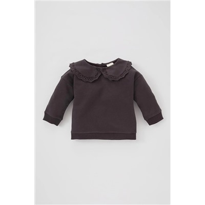 Defacto Kız Bebek Büyük Yaka İçi Yumuşak Tüylü Sweatshirt B3343A523WN