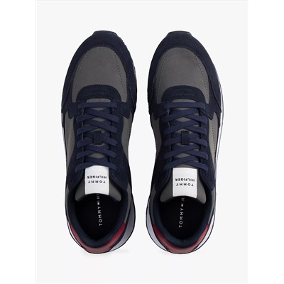 Mixed-Texture Suede Sneaker