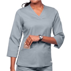 UA Butter-Soft STRETCH Women's 3-Pocket 3/4th Sleeve Side Zip Scrub Top