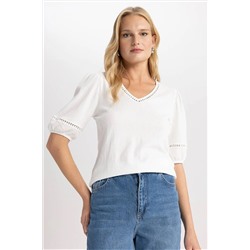 Defacto Traditional Regular Fit V Yaka Kısa Kollu Tişört A5983AX23SM
