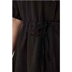 Siyah Beli Bağlamalı Dokuma Gömlek Elbise TBBSS23AH00106
