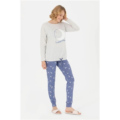 Kadın Gri Melanj Pijama Takımı
