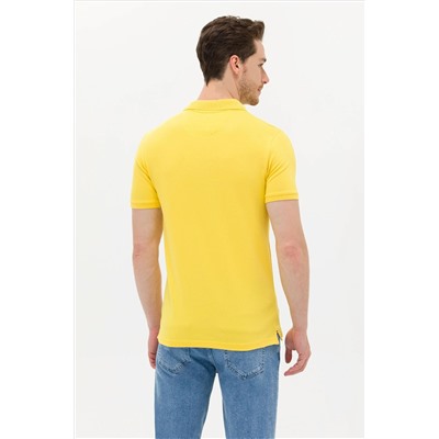 Erkek Koyu Sarı Basic Polo Yaka Tişört