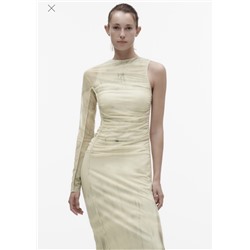 RINTED TULLE ASYMMETRIC DRESS
