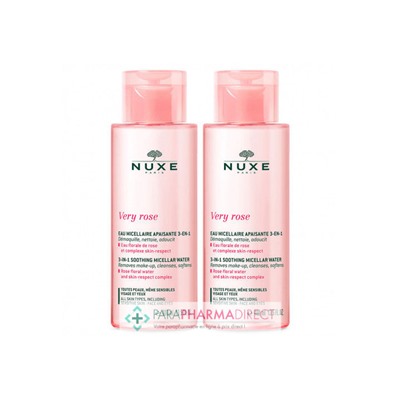 Nuxe Very Rose Eau Micellaire Apaisante 3-en-1 Peaux Normales 2x400mlLot  × 2