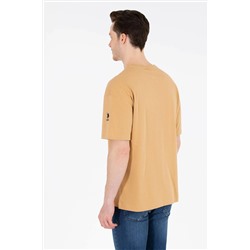 Erkek Camel Oversize Bisiklet Yaka Tişört