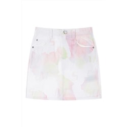 Minifalda vaquera Blanco y rosa claro
