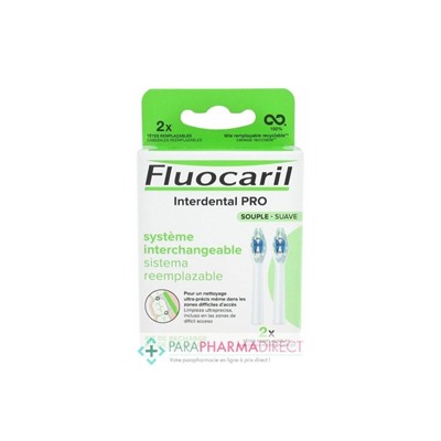 Fluocaril Brosse à Dents Interdental PRO Système Interchangeable Souple Kit de Recharge