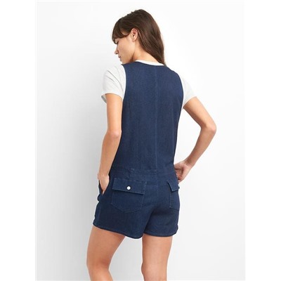 Denim zip romper
