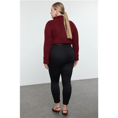 Siyah Yüksek Bel Esnek Skinny Jeans TBBAW23CJ00059