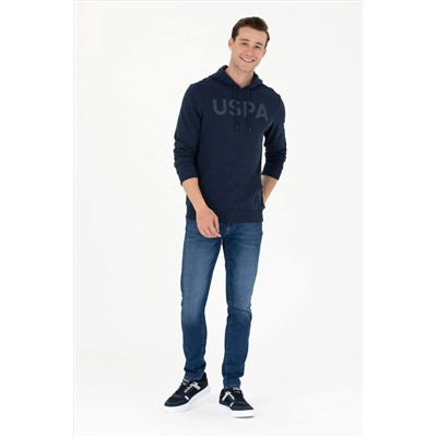 Erkek Lacivert Kapüşonlu Basic Sweatshirt