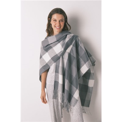Poncho estampado étnico gris