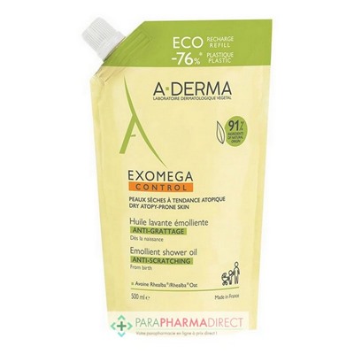 A-Derma Exomega Control Huile Lavante Emolliente Anti-Grattage Recharge 500ml