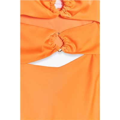 CUT-OUT SATIN MIDI DRESS