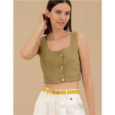 Yeşil Crop Top Bluz