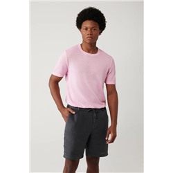 Avva, Erkek Pembe Bisiklet Yaka Garment Dyed T-shirt A41y5074
