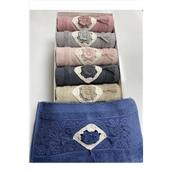 AYHANHOME 6'lı 3d El Işleme Çiçek Nakışlı Püsküllü Kutulu Çeyizlik 30x50 Mutfak Havlu Seti Çiçek50x90