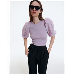 Bluse mit Ärmeln mit Lochstickerei