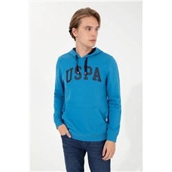 Erkek Kobalt Kapüşonlu Basic Sweatshirt