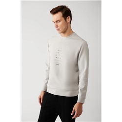 Avva Erkek Gri Bisiklet Yaka Interlok Kumaş Baskılı Standart Fit Normal Kesim Sweatshirt A32y1383 A32Y1383