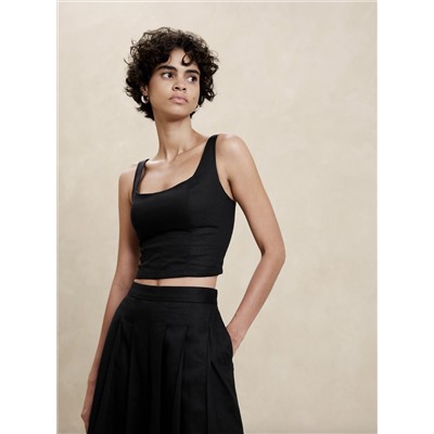 LINEN-BLEND BUSTIER