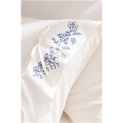 Relief King Size %100 Pamuk Bağlamalı Nevresim Takımı - Ekru/Lacivert