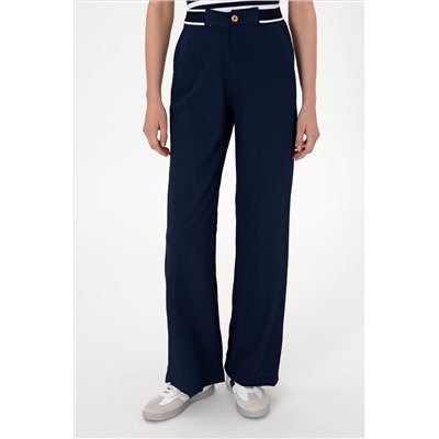 Kadın Lacivert Loose Fit Kanvas Pantolon
