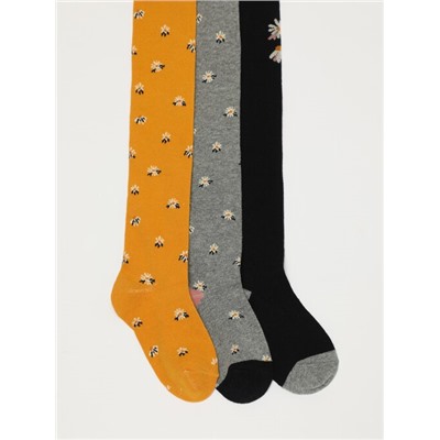 PACK OF 3 PAIRS OF PRINTED TIGHTS