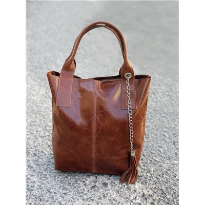 PELLE - Shopper napa RUST