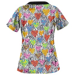 UA Wild At Heart White Print Scrub Top
