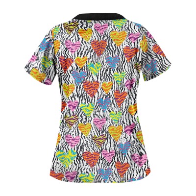 UA Wild At Heart White Print Scrub Top