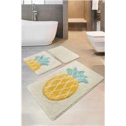 Chilai Home Ananas 3 Lü Set Banyo Halısı Yıkanabilir, Kaymaz Taban 8694545034685