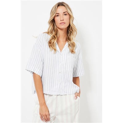 Camisa de pijama de lino - Blanco