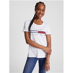 TOMMY HILFIGER FLAG STRIPE LOGO T-SHIRT