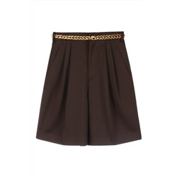 Short de lana de tiro alto Marrón oscuro
