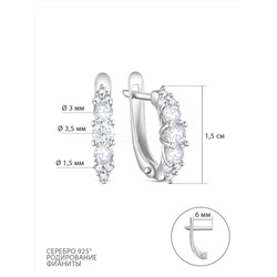Серьги из серебра с фианитами родированные 925 пробы 11-0207