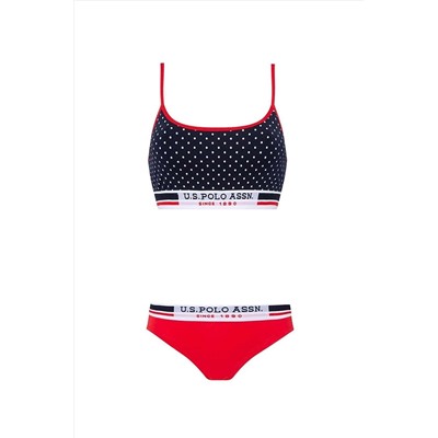 U.S. Polo Assn. Kadın Lacivert Puanlı Büstiyer Şort Takım 66252