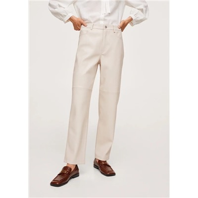Pantalón recto efecto piel -  Mujer | MANGO OUTLET Melilla