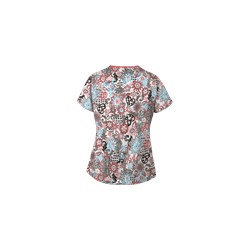 UA Bali Garden White Print Scrub Top
