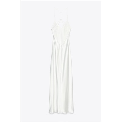 SATIN MIDI DRESS WITH STRAPS ON THE BACK