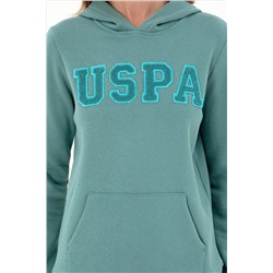 Kadın Mint Basic Kapüşonlu Sweatshirt