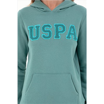 Kadın Mint Basic Kapüşonlu Sweatshirt
