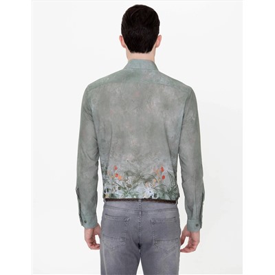 Haki Slim Fit Uzun Kollu Gömlek