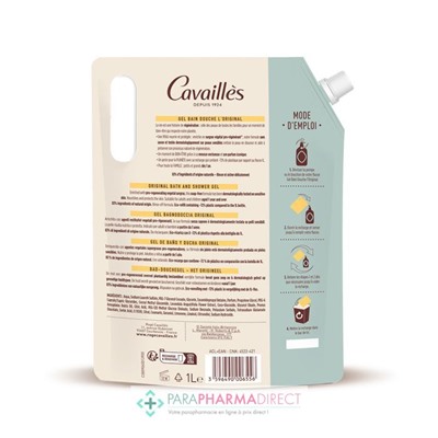 Cavaillès Gel Bain Douche - L'Original - Peaux Sensibles 1 Litre - ECO-RECHARGE