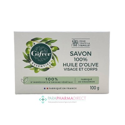 Gifrer Essentiel Savon Solide 100% Huile d'Olive 100g