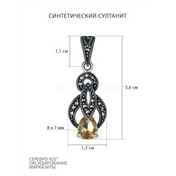 Подвеска из чернёного серебра с синтетическим султанитом и марказитами GAP2230c