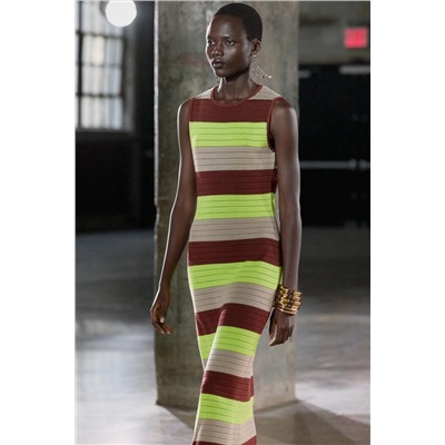 STRIPED KNIT MAXI DRESS