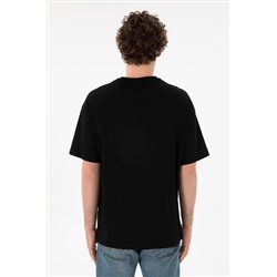 Erkek Oversize Fit Bisiklet Yaka Siyah Tişört